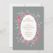 bloemrijke uitnodiging voor een bruiloft in mint-g (Voorkant)
