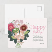 Bloemrijke verjaardagszegen briefkaart (Voorkant / Achterkant)