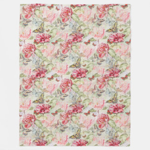 Bloemrijke Vintage Behang - Naadloos Patroon 2 Fleece Deken