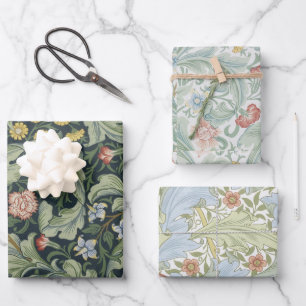 Bloemrijke Vintage Morris-patronen Grote bladeren  Inpakpapier Vel