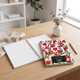 Bloemrijke Vintage Rode Goud Witte 2027 Naam Dagel Planner