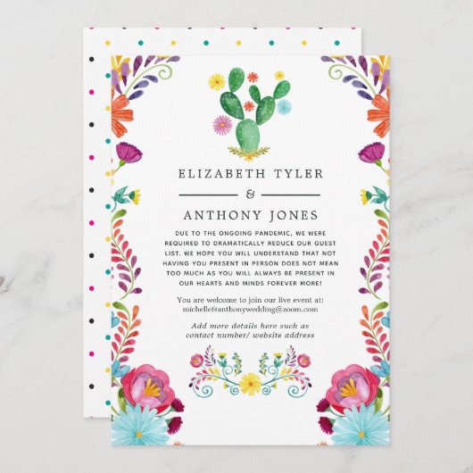 Bloemrijke virtuele bruiloft met minder gasten - F Aankondiging (Voorkant / Achterkant)