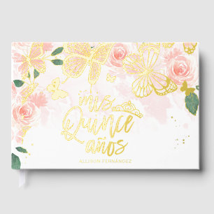 Bloemrijke Vlinder Quinceanera Gastboek Gastenboek
