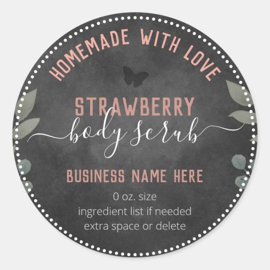 Bloemrijke Vlinders Aangepaste Lichaamscrème Ronde Sticker (Voorkant)