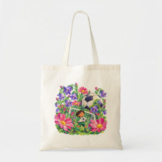Bloemrijke Voetbal Keeper Paars Roze Sport Cadeau Tote Bag