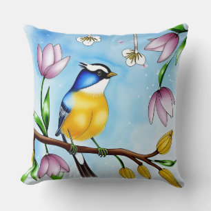Bloemrijke Vogel Accent Kussen Cadeau voor Vogelli