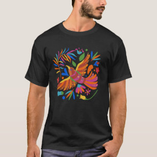 Bloemrijke Vogel Otomi Mexicaanse Borduurwerk Stij T-shirt