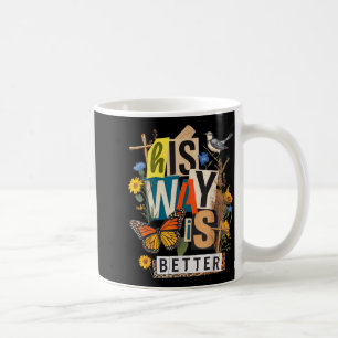 Bloemrijke weg is beter vlinder jesus religieus koffiemok