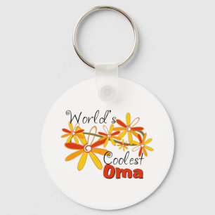 Bloemrijke Werelds Coolste Oma Sleutelhanger
