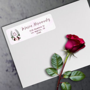 Bloemrijke Western Hoefijzer Quinceanera Uitnodigi Etiket