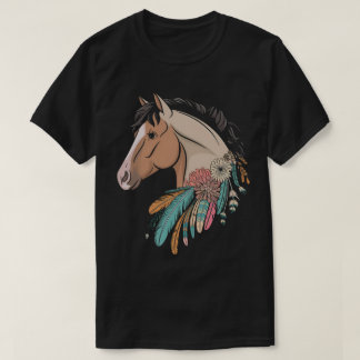 Bloemrijke Wilde Paard Land Paardrijden T-shirt