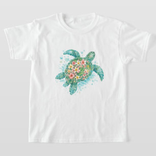 Bloemrijke Zee Schildpad Kinderen T-Shirt
