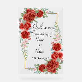 Bloemrood acryl bruiloft teken acryl bord