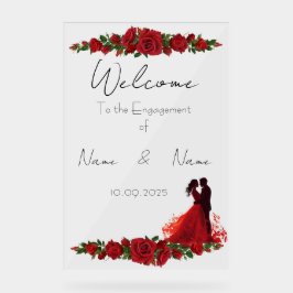 Bloemrood acryl Verloving teken Acryl Bord