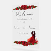 Bloemrood acryl Verloving teken Bord (Hoek)