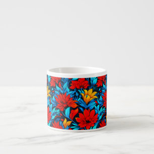 Bloemrood gele bloemen Patroon-13075 Espresso Kop