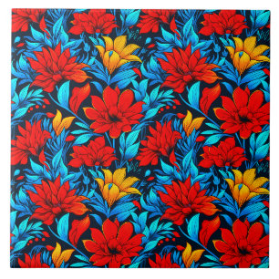 Bloemrood gele bloemen Patroon-13075 Tegeltje