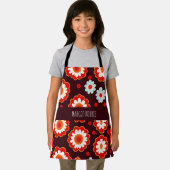  bloemrood wit mozaïekpatroon schort (Insitu)