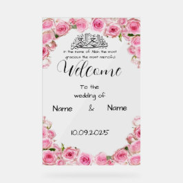 Bloemroze acryl bruiloft teken acryl bord