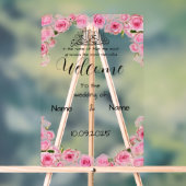 Bloemroze acryl bruiloft teken acryl bord (Neutraal)