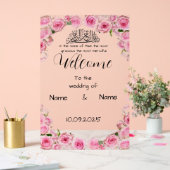 Bloemroze acryl bruiloft teken acryl bord (Huwelijk)