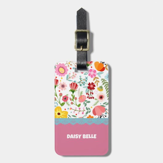 Bloemroze Bagagelabel (Voorkant verticaal)