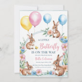 Bloemroze Bunny Baby Shower Uitnodigingen (Voorkant)