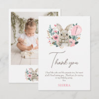 Bloemroze Bunny Verjaardag Dankjewel Card