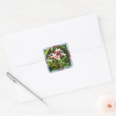 Bloemroze Frangipani-boom Vierkante Sticker (Envelop)
