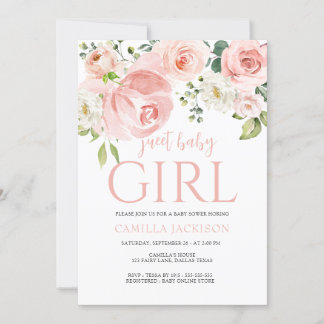 Bloemroze geel meisje baby shower welkomstbord kaart