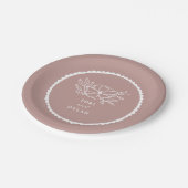 Bloemroze geschulpte bruiloft papieren bordje (Gekanteld)