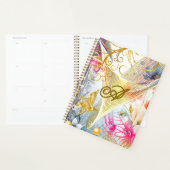 Bloemroze goud Fairy Bird Vlinder Monogrammed Planner (Display)
