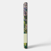 Bloemroze Groene en Witte Bloemen Naam Monogram Case-Mate iPhone Case (Achterkant / Links)