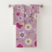 Bloemroze moderne Dianthus & Daisy met de hand get Bad Handdoek (Insitu)