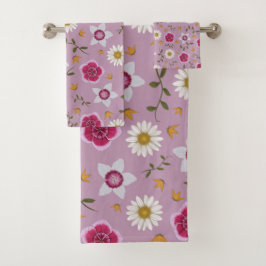 Bloemroze moderne Dianthus & Daisy met de hand get Bad Handdoek