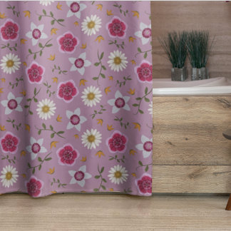 Bloemroze moderne Dianthus & Daisy met de hand get Douchegordijn