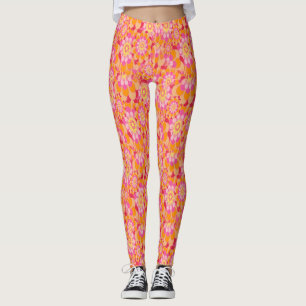 Bloemroze Oranje Groovy Hippy Psychedelische Retro Leggings