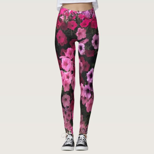 Bloemroze Purples Groene Tuin Leggings (Voorkant)