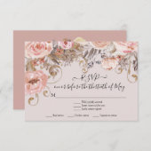 Bloemroze Rozen Boho Earth Tone RSVP Response (Voorkant / Achterkant)