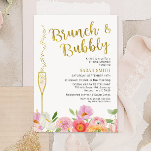 Bloemroze Sinaasappel Brunch Bubbly Vrijgezellenfe Kaart