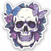 Bloemschedel en vlinder sticker (Voorkant)