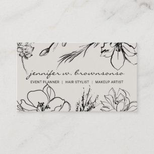 Bloemschets Beige Beige Handtekening botanisch Visitekaartje