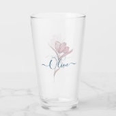 Bloemschets waterverf gepersonaliseerd glas (Achterkant)
