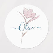 Bloemschets waterverf gepersonaliseerd labels (Design 2)