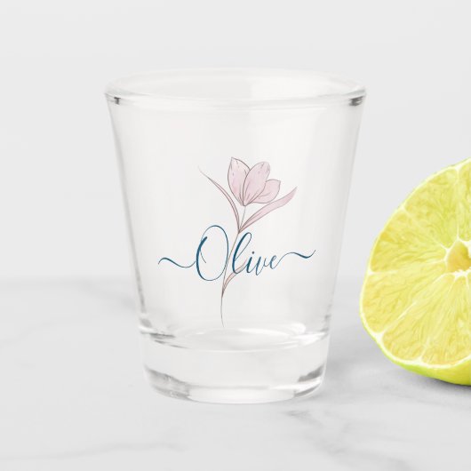Bloemschets waterverf gepersonaliseerd shot glas (Voorkant)