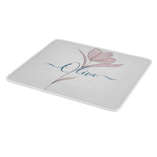 Bloemschets waterverf gepersonaliseerd snijplank (Hoek)