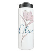 Bloemschets waterverf gepersonaliseerd thermosbeker (Voorkant)