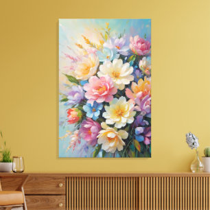 Bloemschikking Geschilderd Canvas Afdruk