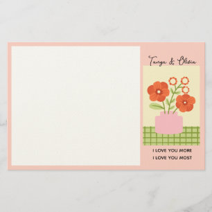 Bloemschikking in een roze vaas Ontwerp Briefpapier
