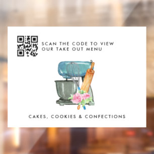 Bloemschildering Bakery Logo QR Afhaalmenu Raamsticker
